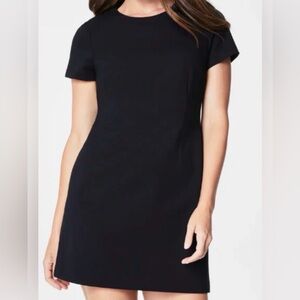 Classic Black Short-Sleeve Shift Dress